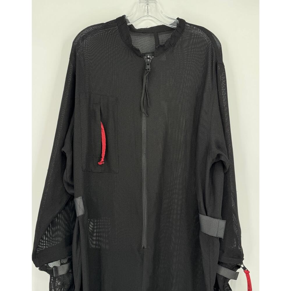 Darker Wavs Dolls Kill Black Mesh Grunge Punk Zip Up Utility Jumpsuit Sz XL - Picture 2 of 8